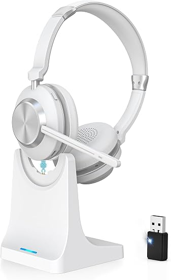 Wireless Headset with Mic for Work, Bluetooth Headset with Microphone.