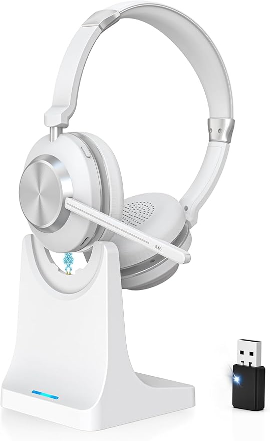 Wireless Headset with Mic for Work, Bluetooth Headset with Microphone.