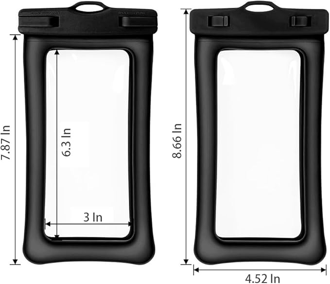 Floating Waterproof Phone Pouch, IPX8 Waterproof Phone Case with Lanyard, Dry Bag for Beach, Pool, Cruise Travel Essentials, Underwater Case for Snorkeling & Waterpark Black