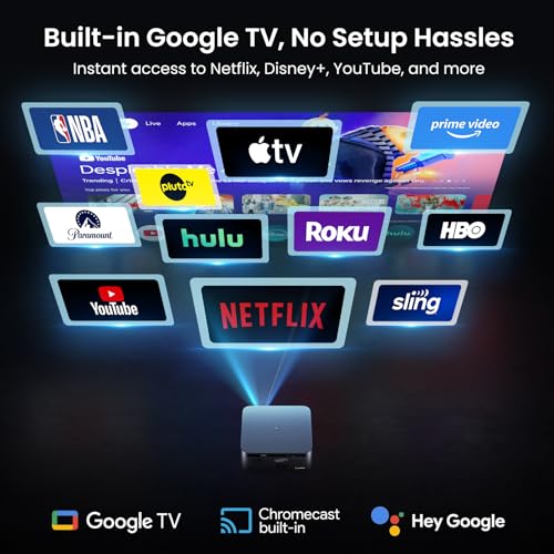HAPPRUN 3000 ANSI Lumens Outdoor Projector with Official Google TV