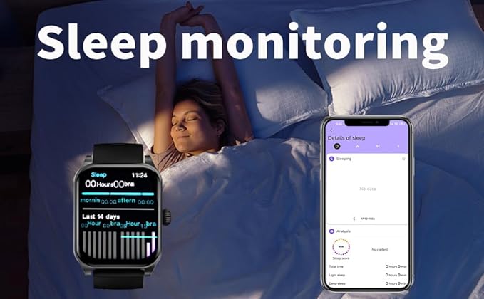 Smart Watch (Answer/Make Calls), 2.01“Inch Fitness Tracker, Heart Rate/Sleep Monitor/Pedometer/Calories, Multiple Sports Modes, Waterproof Women's Men's Fitness Watch for Android iPhone (black)