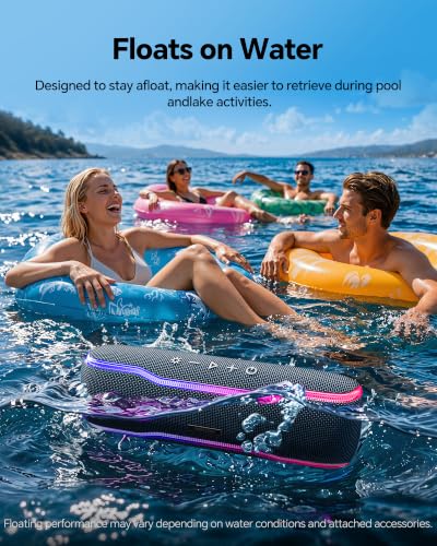 Bluetooth Speaker, IPX7 Waterproof, 50W Peak/25W RMS, Matte Black - Image 5