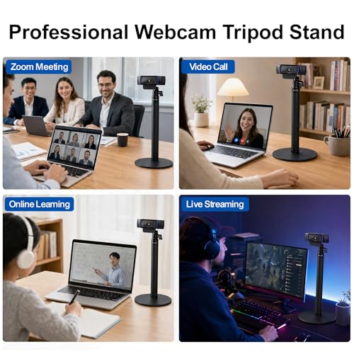 Webcam Stand for Desk, 28" Telescopic Tripod with Phone Holder, Desktop Webcam Mount Compatible with Logitech Webcam C922 C930e C920S C920 C615 C960 C920x BRIO 4K NexiGo N60, 1/4'' Thread