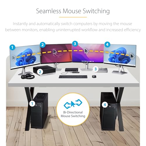 StarTech 4-Port KM Switch, Mouse Switching, Audio, TAA (P4A20132-KM-SWITCH)