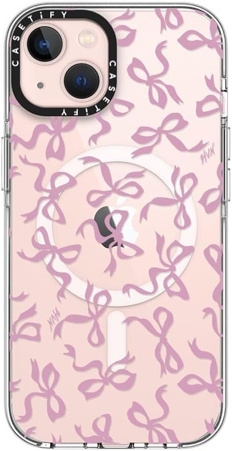 CASETiFY Clear iPhone 13 Case [Not Yellowing / 6.6 ft. 3X Military Grade Drop Protection/Compatible with Magsafe] - Bows - Clear