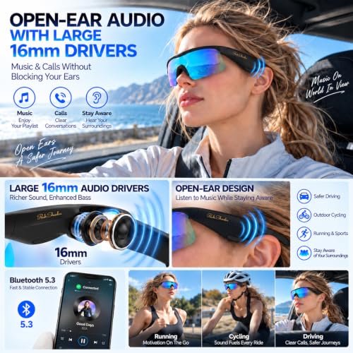Bluetooth Sunglasses, Polarized UV400 Open-Ear Audio Glasses - Image 4