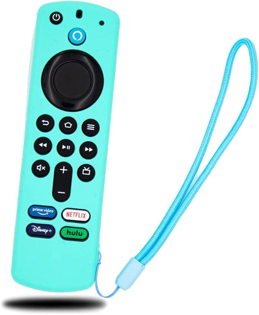 Remote Cover Protective Case Compatible with Firestick 3rd Gen Fire TV Stick 2021 4K Alexa Voice Remote Control Non Slip Silicone Shock Resistant Sleeve with Lanyard 1 Pack Teal