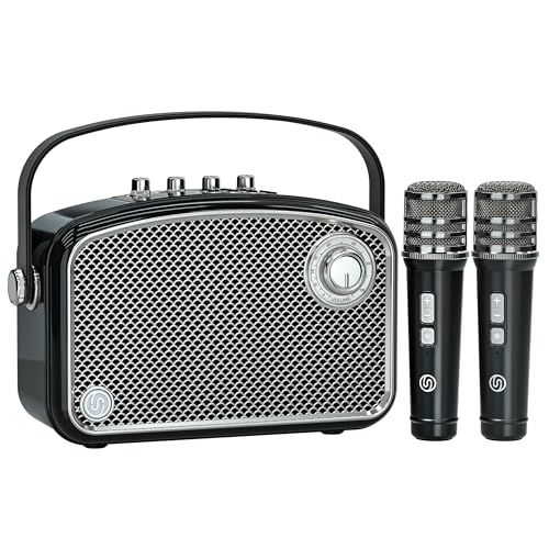 120W Peak Powerful Voice Amplifier with 2 UHF Microphones, Bluetooth Speakers with Bass/Trable/Echo Adjustment, Small PA Speaker System, Karaoke Machine for Adults, Teachers, Public Speaking, Events