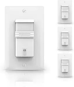 ECOELER 4Pack in-Wall PIR Motion Sensor Light Switch, Single Pole Motion Activated Switch, On/Off Override, Neutral Wire Required, Vac & OCC Mode Available, Title 24, UL Certified