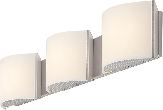 LED Wall Sconce Lights Indoor Sconces Wall Lighting LED Vanity Lights, Brushed Nickel 3 Light Bathroom Vanity Light Fixtures with White ABS Shade for Hallway Bedroom Living Room