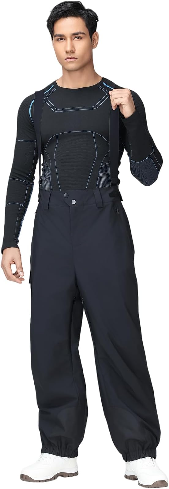 YEEFINE Mens Snow Ski Bibs Pants Baggy Snowboard Overall Insulated Windproof Waterproof Winter Warm Comfy Loose Ski Pants