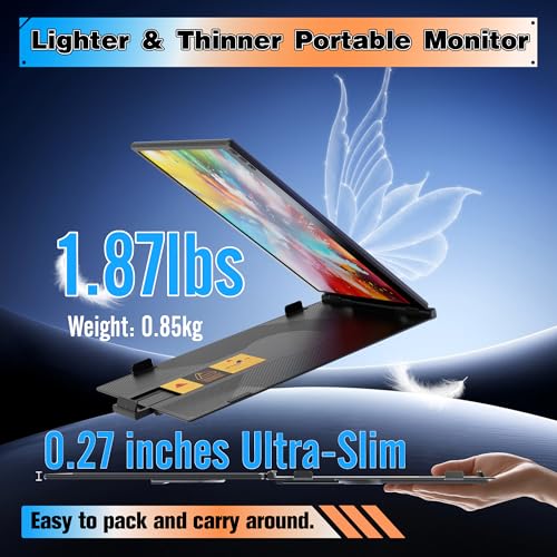 Laptop Screen Extender 14", Ultra Thin 0.27" FHD 1080P Portable Monitor for Laptop 13-17.3", Plug n Play Extra Monitor Extender, Eye Care Second Screen for MacBook/Windows/Android/Switch/PS5