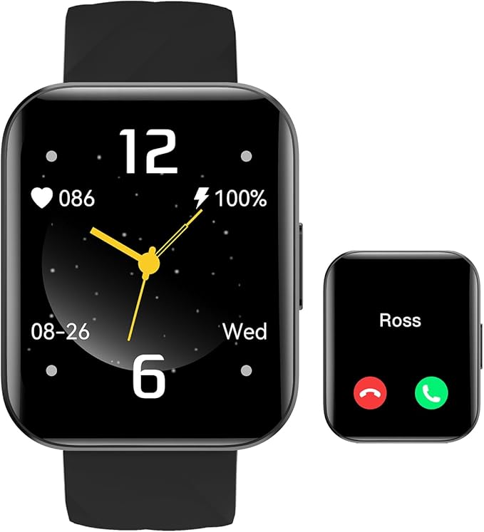 Smart Watches for Men Women (Answer/ Make Calls) Compatible with iPhone Android Phones, 1.85" Smartwatch Fitness Tracker with 100+ Sports Heart Rate Monitor Pedometer Sleep Tracker Waterproof (Black)