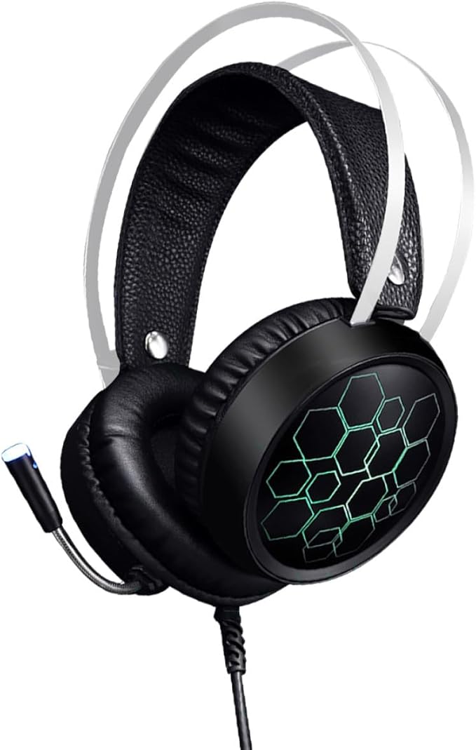 Wired Stereo Gaming Headset with Mic USB 7.1 Surround Sound RGB Lighting Over-Ear Headphones for PC Online Gaming and Esports
