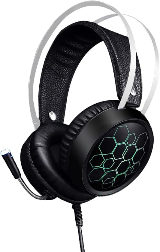 Wired Stereo Gaming Headset with Mic USB 7.1 Surround Sound RGB Lighting Over-Ear Headphones for PC Online Gaming and Esports