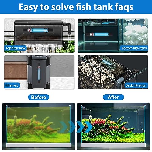 Aquarium Clean Light，11W Submersible Light with Test Card,Aquarium Water Clean Green Clear Waterproof Clean Lamp for for Sump Pond Filter Tank (11W)