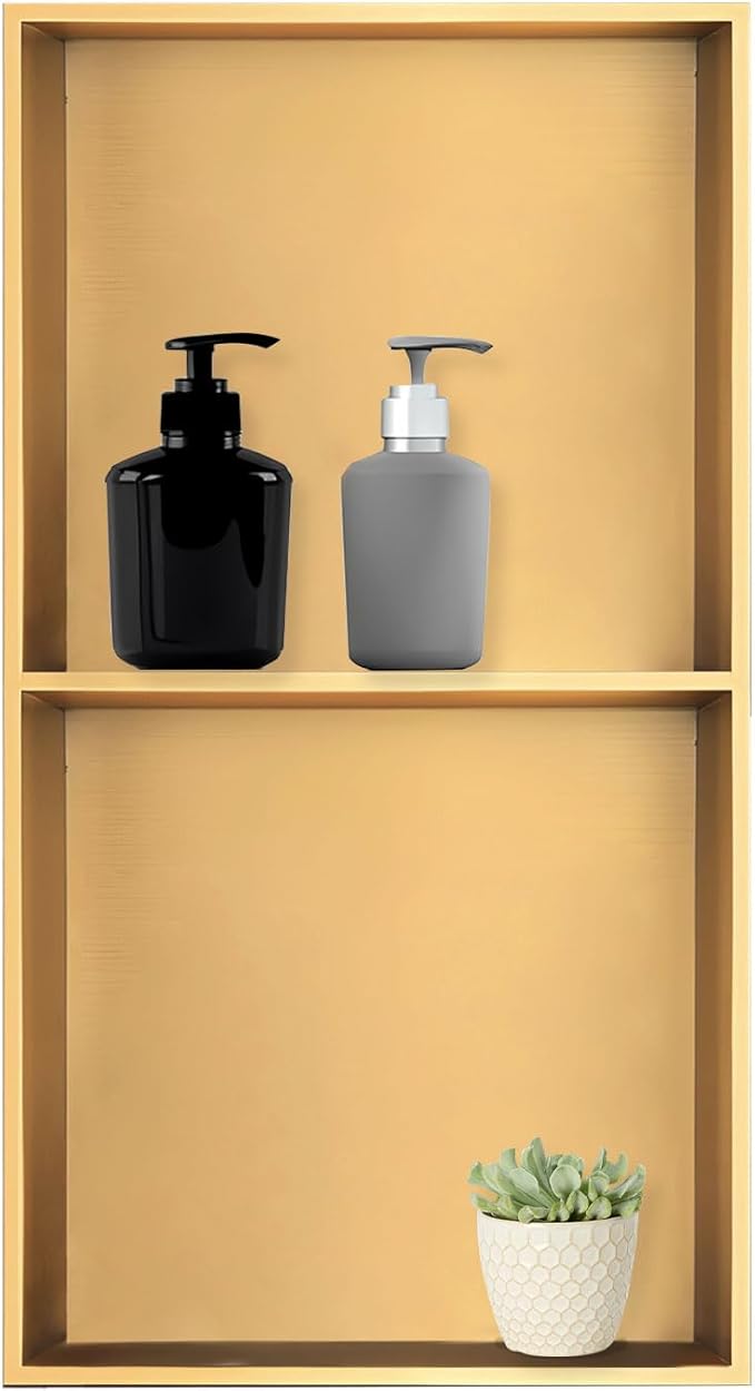 Shower Niche, Stainless Steel Elegant Bathroom Niche, No Tile Needed Recessed Shower Shelf Organizer for Storage