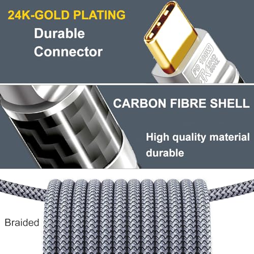 USB C to C Cable 30FT,100W 4K60HZ Type C GEN2x2(Data usb2.0),USB C Video Output From USB3.2/ USB4.0 Fast Charging & Sync for Xreal MacBook Pro iPad Pro iPhone 15 Pro Galaxy S22 Portable Monitor