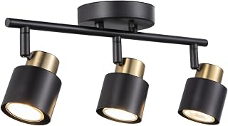 3 Light Track Lighting Kit, Matte Black Brass Finish 3 Way Adjustable with GU10 Modern Ceiling Directional Spot Lighting for Kitchen,Bedroom,Living Room - Image 1