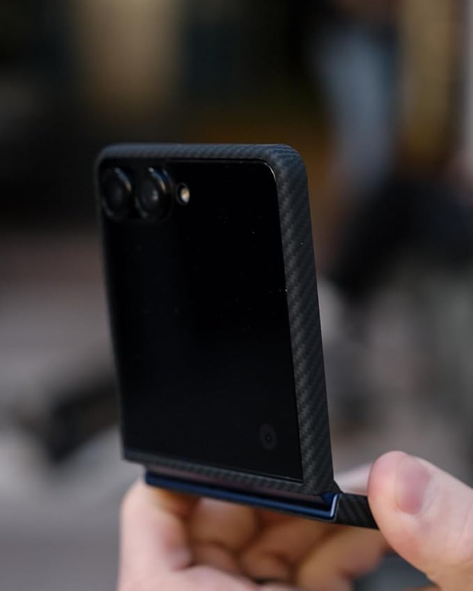 Thinborne Compatible with Samsung Galaxy Z Flip 7 Case, [600D Aramid Fiber] [Magnetic Charging] [Ultra Thin] [Minimalist Style] [Carbon Fiber Textures]