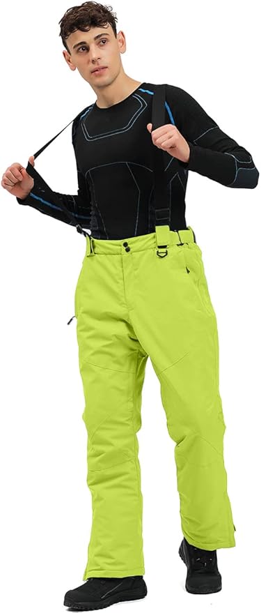 YEEFINE Men's Waterproof Snow Ski Pants Insulated Warm Winter Outdoor Snowboard Bibs with Suspenders
