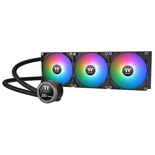 Thermaltake TH420 V2 Ultra ARGB Sync/AlO Liquid Cooler/ARGB Fan 140 * 3/PWM 500~1800rpm/Water Block 2.1" LCD/Black, CL-W386-PL14SW-A