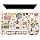 Beige Mouse Pad with Wrist Support 4 in1 Set, XXL Big Game Mousepad + Keyboard Wrist Rest + Mouse Wrist Rest Pad +Coaster Gaming Mat for Home Office Work Computer I Cute Design Stickers
