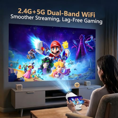 Mini Projector with WiFi and Bluetooth,4K Support Portable Projector