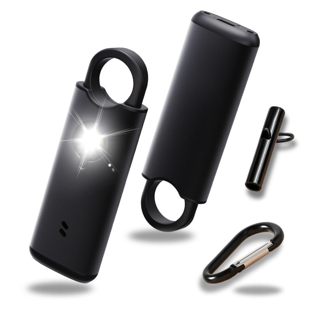 VOLTEK Metal Personal Alarm for Women (Black) – 140dB Self Defense Safety Alarm Keychain, USB-C Rechargeable Emergency Alarm with Door & Window Sensor Mode