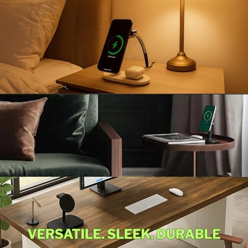 3 in 1 Wireless Charger for iPhone, Apple Watch, AirPods – Charging Station Stand for Multiple Devices, Fast Wireless Charging Dock for iPhone 12+, Watch Series, AirPods Pro (Black) - Image 5