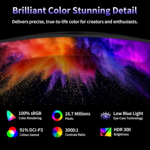 Deco Gear 49 Inch Curved Monitor, 5K2K Ultrawide WDQHD Screen 5120×1440, R1500, HDR400, 120Hz, 32:9 VA Panel, USB-C 65W PD, Adaptive Sync, PBP/PIP, KVM Switch, Built-in Speakers & Ergonomic Stand