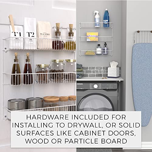 ClosetMaid 3-Tier Hanging Wall Mounted Metal Rack for Spices, Shelf Storage, Pantry Organization, Laundry, Kitchen, Bathroom, White, 8022