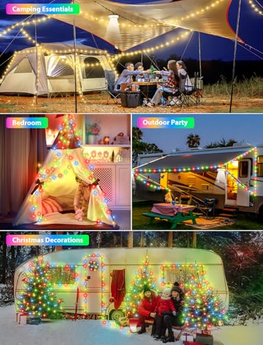 Camping String Lights, 4 in 1 Quick Storage 32.8FT 9 Modes Portable