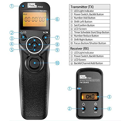 Pixel TW283-N3 Wireless Remote Shutter Intervalometer Compatible with Canon