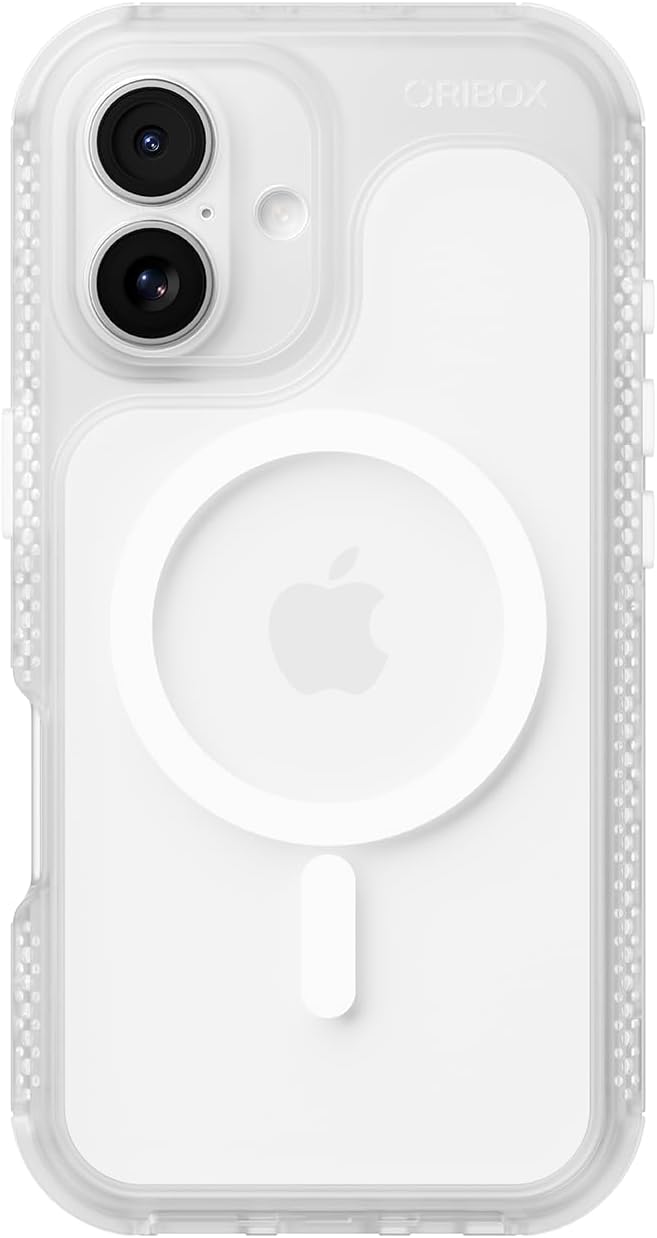 ORIbox Seralyn Series for iPhone 16 Case - MagSafe Compatible, Triple-Layer Shockproof Protection, Crystal-Clear Back with Elegant Matte Frame(6.1", Lucent Clarity)