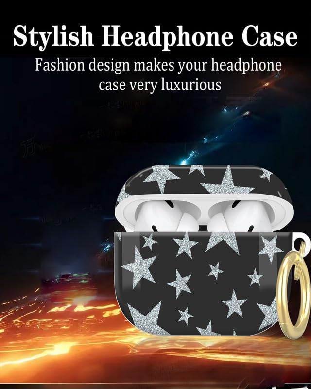 Compatible with AirPod Pro 2nd/1st Generation Case Cover with Key Chain,Full Protective Shockproof Wireless Headphone Case for Airpod Pro 2023/2022/2019(White Stars)