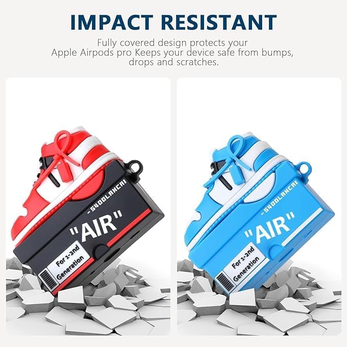 [2Pack] for Apple Airpods Pro 2 Case Cover,Cute Cartoon Shoe Box Soft Silicone Protective Cases for AirPods Pro 2nd Generation Case with Keychain for Women Men