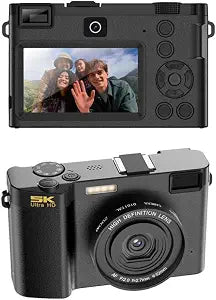 5K Digital Camera, 64MP WiFi Cameras for Photography with 3" Screen, 16X Zoom Autofocus,Dual Front and Rear Lens for YouTube Video, Anti-Shake, for Selfies, Volg (Black)