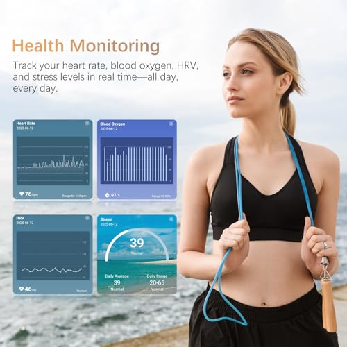 Fit Ring for Women Men, Ring Health Tracker with Heart Rate,Blood Oxygen,Heart Rate Variability, Stress, Sleep Monitor, Step Counter, Smart Ring for iPhone & Android, No Subscription Fee (Silver, 11#)