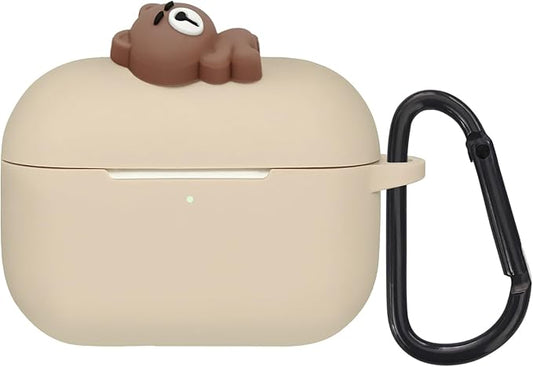 Wonhibo for Airpod Pro Case, Cute Kawaii Cover for Airpod Pro 2019 with Keychain for Women (Khaki Bear)