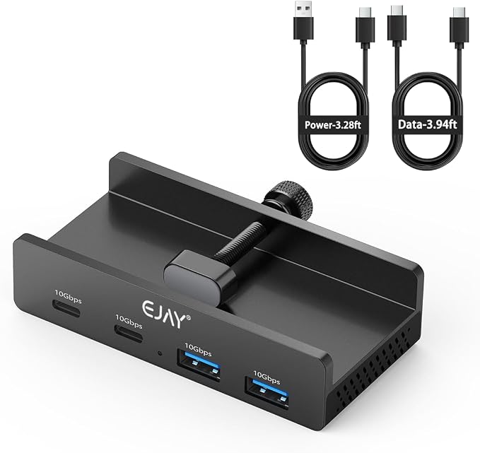 EJAY Clamp 10Gbps USB Hub 4-Port (2A2C) Hub for iMac & PC