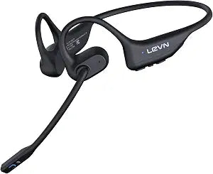LEVN Open Ear Headphones with Mic, 29g Bluetooth Headset with Microphone, Bluetooth Headphones with Noise Cancelling Mic, Waterproof Non-slip Wireless Headset with Mic for Work, Workout, Driving, Call