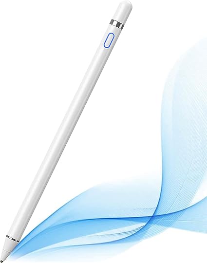 DOGAIN Active Digital Stylus Pen for Touchscreen, Stylus Pencil for Apple iPad mini/Pro/Air, Switch, Samsung, iPhone, Android and Most Phone & Tablet, 1.5mm Fine Point Rechargeable Pens - White