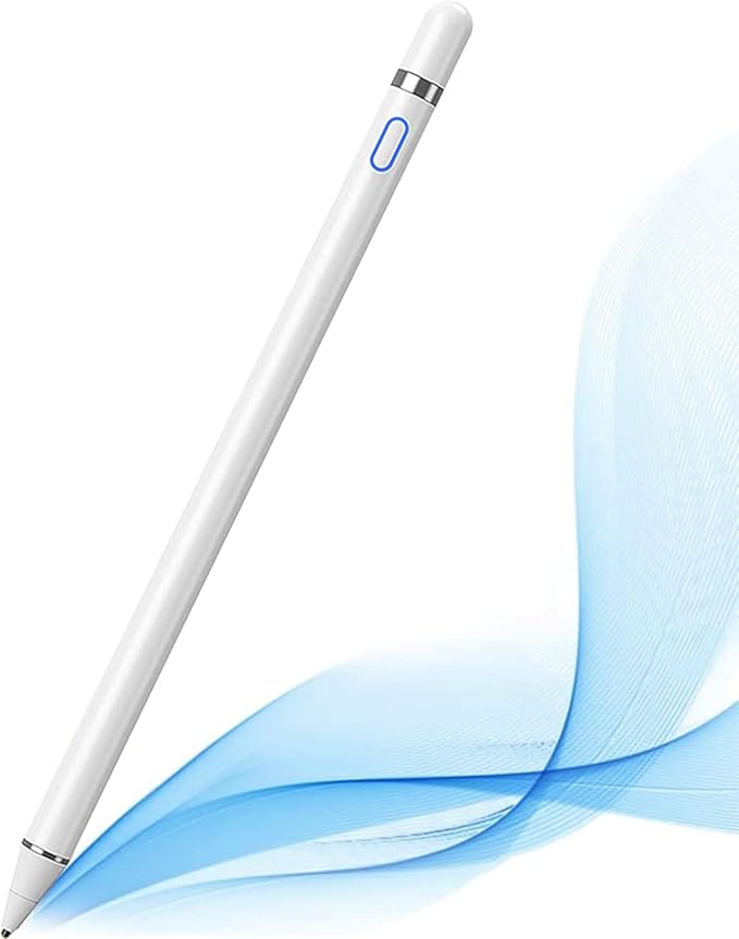 DOGAIN Active Digital Stylus Pen for Touchscreen, Stylus Pencil for Apple iPad mini/Pro/Air, Switch, Samsung, iPhone, Android and Most Phone & Tablet, 1.5mm Fine Point Rechargeable Pens - White