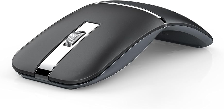 Bluetooth Wireless Arc Travel Mouse, Bluetooth 5.0/4.0 & 2.4G Tri-Mode, Rotating Foldable Ergonomic Mice, Type-C Rechargeable Multi-Device for Microsoft Laptop, PC, MacBook, Chromebook, Lenovo - Black