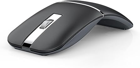 Bluetooth Wireless Arc Travel Mouse, Bluetooth 5.0/4.0 & 2.4G Tri-Mode, Rotating Foldable Ergonomic Mice, Type-C Rechargeable Multi-Device for Microsoft Laptop, PC, MacBook, Chromebook, Lenovo - Black - Image 1