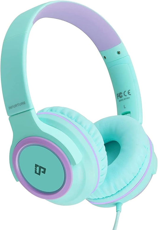 INFURTURE Kids Headphones, Wired Headphones for Kids Over Ear with Microphone, 85/94dB Volume Limiter Headphone for Girls Boys, Foldable Headphone for School, Airplane Travel