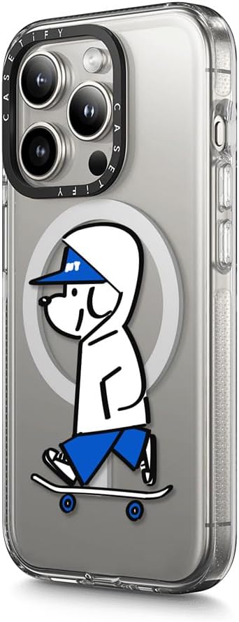 CASETiFY Clear iPhone 15 Pro Case [Not Yellowing / 6.6 ft. 3X Military Grade Drop Protection/Magsafe] - Skater John -Hello My Friend 04 - Clear