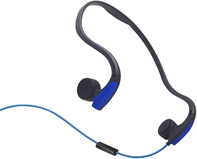 Bone Conduction Headphones, Open-Ear Wired Sports Bone Conduction Earbuds, 3.5mm Connector Sweat Resistant Headphones for Sports Running Driving Cycling Workouts,Blue
