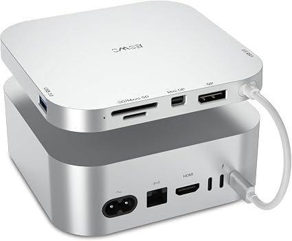 JESWO 6-in-1 USB-C Dock for Mac mini M4 – 4K@60Hz Mini DP, USB C Hub Multiport Adapter with USB C to 4K@60Hz DP, 2 USB 3.0 Ports, TF/SD Card Slot, Docking Station for Mac mini M4/M4 Pro